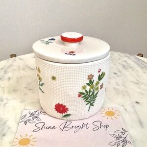 Anthropologie Sugar Bowl Floral Stoneware New In Box NWT RARE